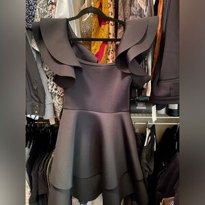 Boohoo NWT Black Tiered Sleeveless Ruffled Pullover Mini Dress Size 12